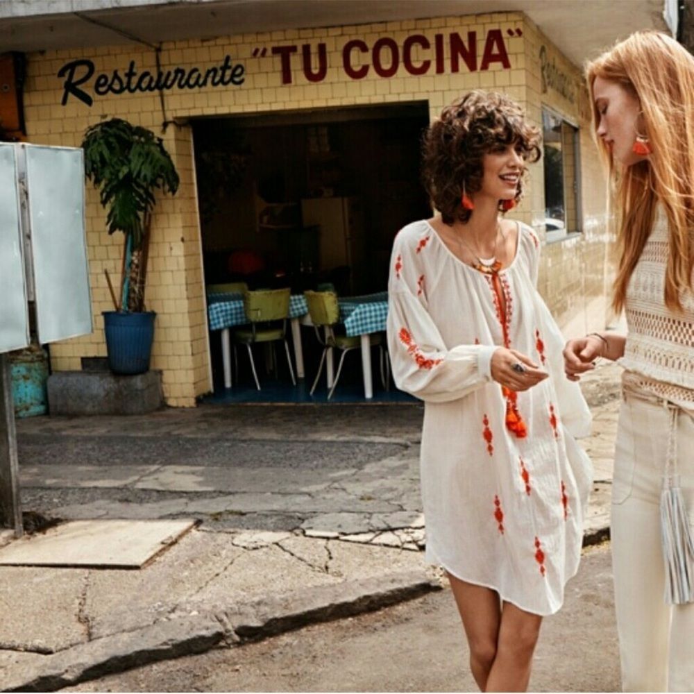 SOLD
H&M White Tunic Dress with Orange Embroidery